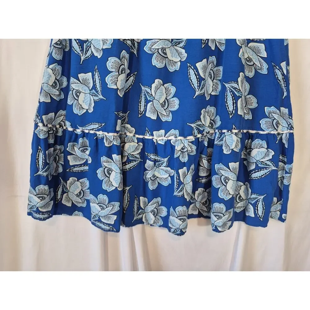 Anthropologie Maeve Alyssa Blue Floral Midi Skirt US 14 - Picture 11 of 13